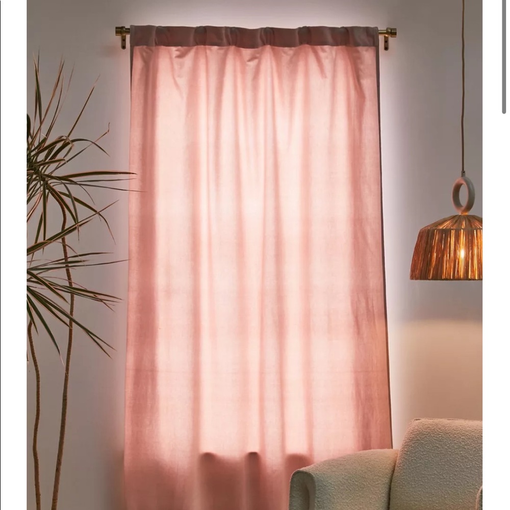 Pink Cotton Velvet Window Panel (x2)
